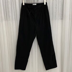 Women’s Black Nylon Pants, 4 Pockets Adjustable Belt Elastic Waistband Size M